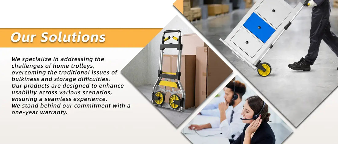 Compact hand truck with foldable design for home storage and one-year warranty