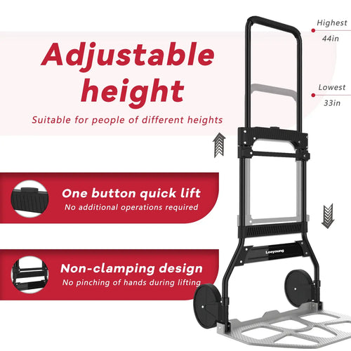 Adjusting telescopic handle on 2 wheel dolly hand truck