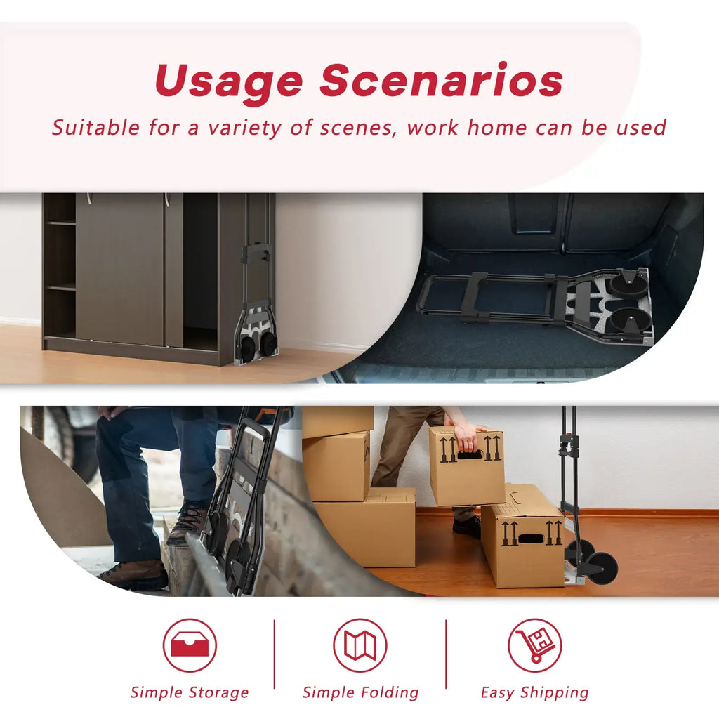 Delivering packages with lightweight 2 wheel hand truck in office building