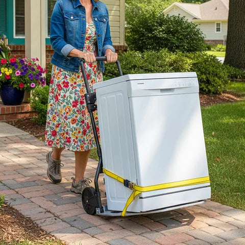 Leeyoung 264LB folding hand truck helping move boxes and appliances at home