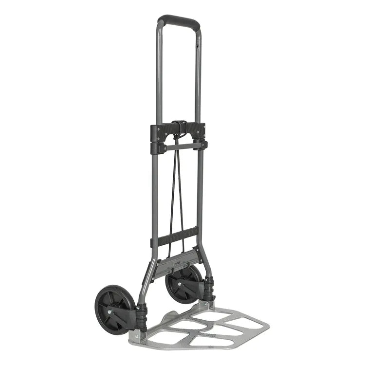 Leeyoung 264LB folding hand truck in folded and open position with elastic strap, heavy duty foldable cart for moving goods easily