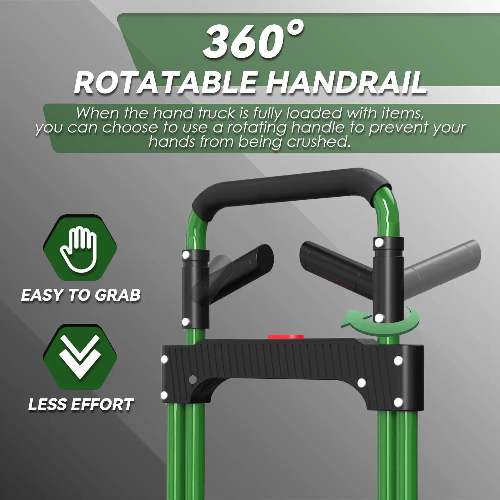 folding hand truck, 360° Rotatable Handrail for Effortless transport Around Corners
