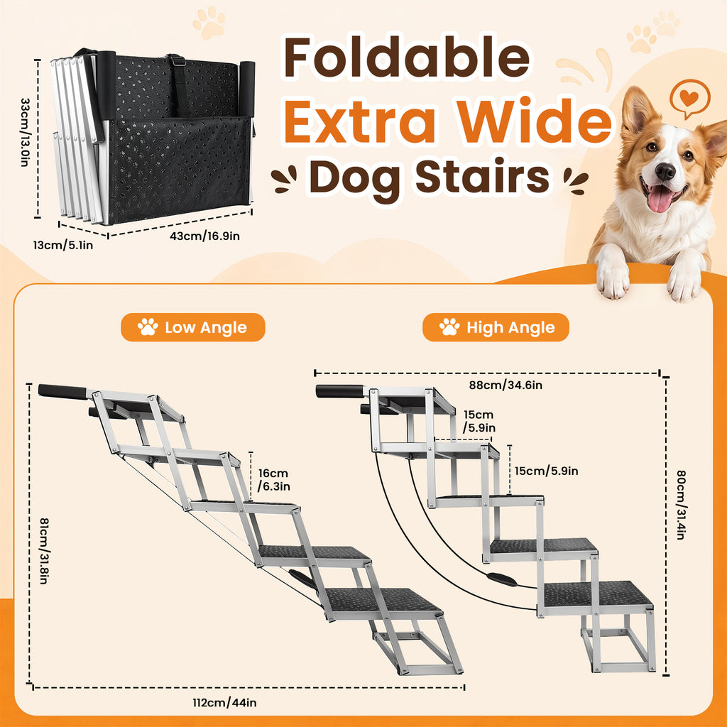 DeerGym Non-slip Foldable Dog Stairs for Car and Truck