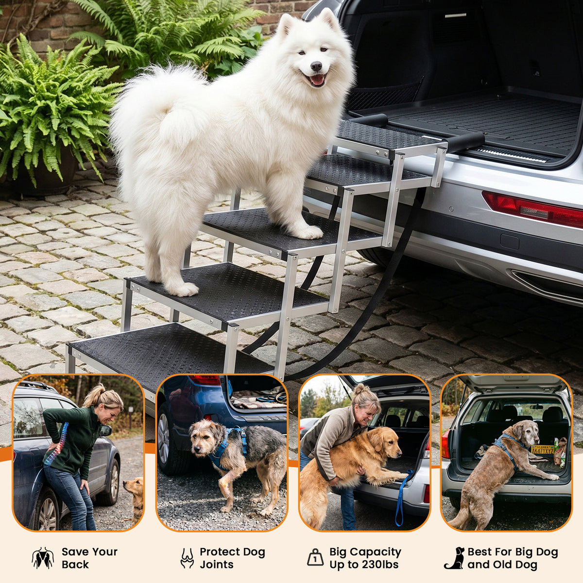 DeerGym Non-slip Foldable Dog Stairs for Car and Truck