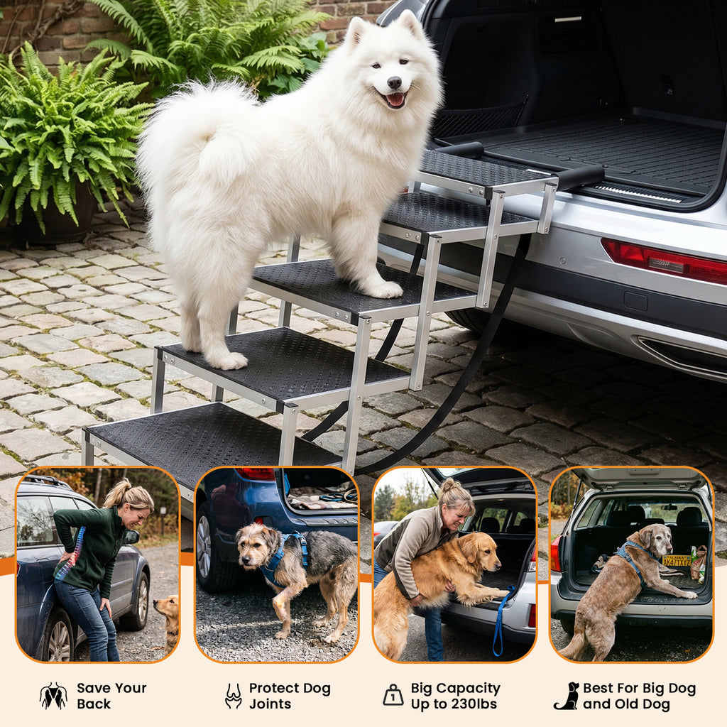 DeerGym Non-slip Foldable Dog Stairs for Car and Truck