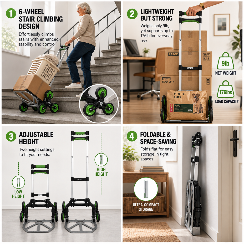 Foldable and Adjustable Stair Climbing Hand Truck