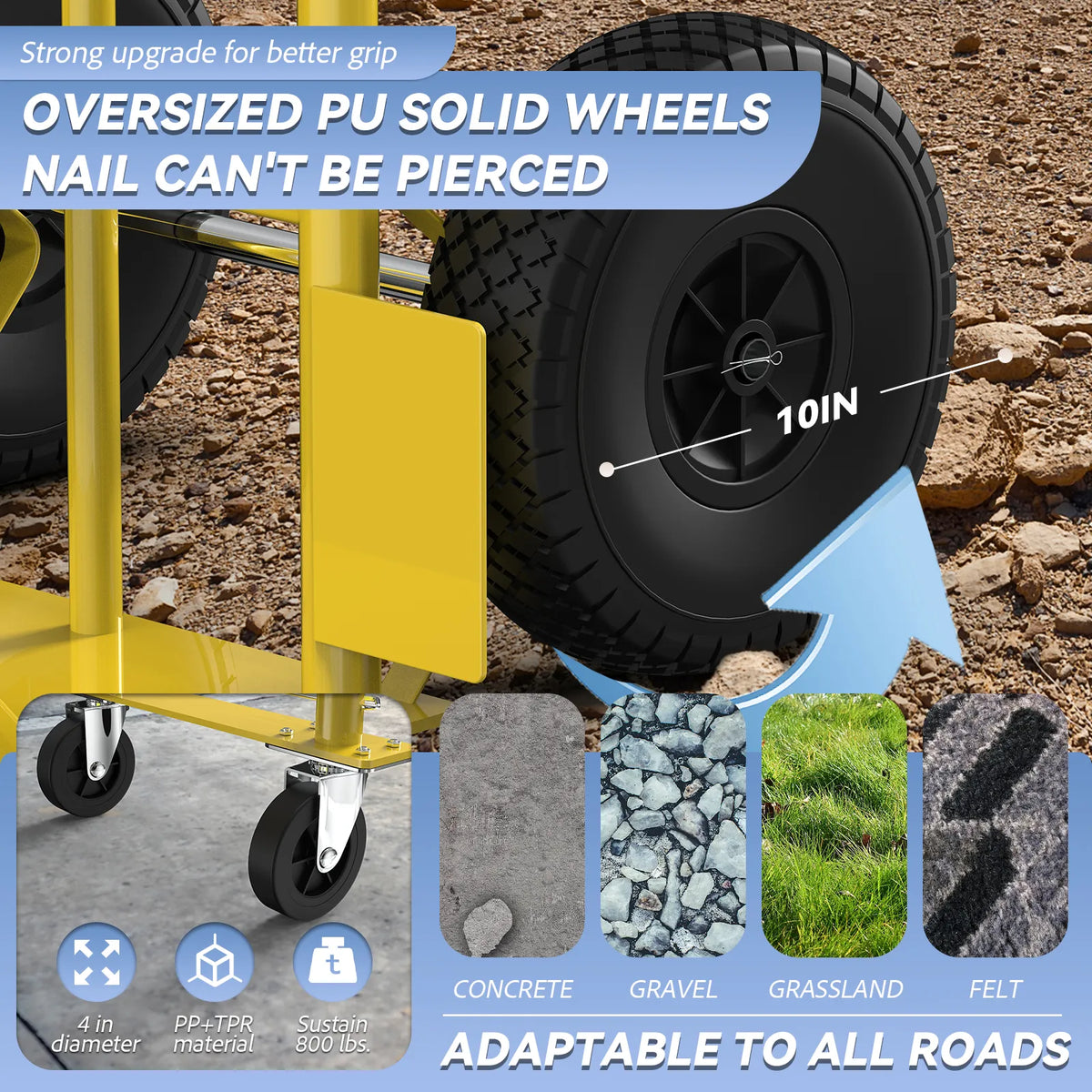 Bimorph Trolley PP+TPR Solid Wheels 10inch Puncture Proof