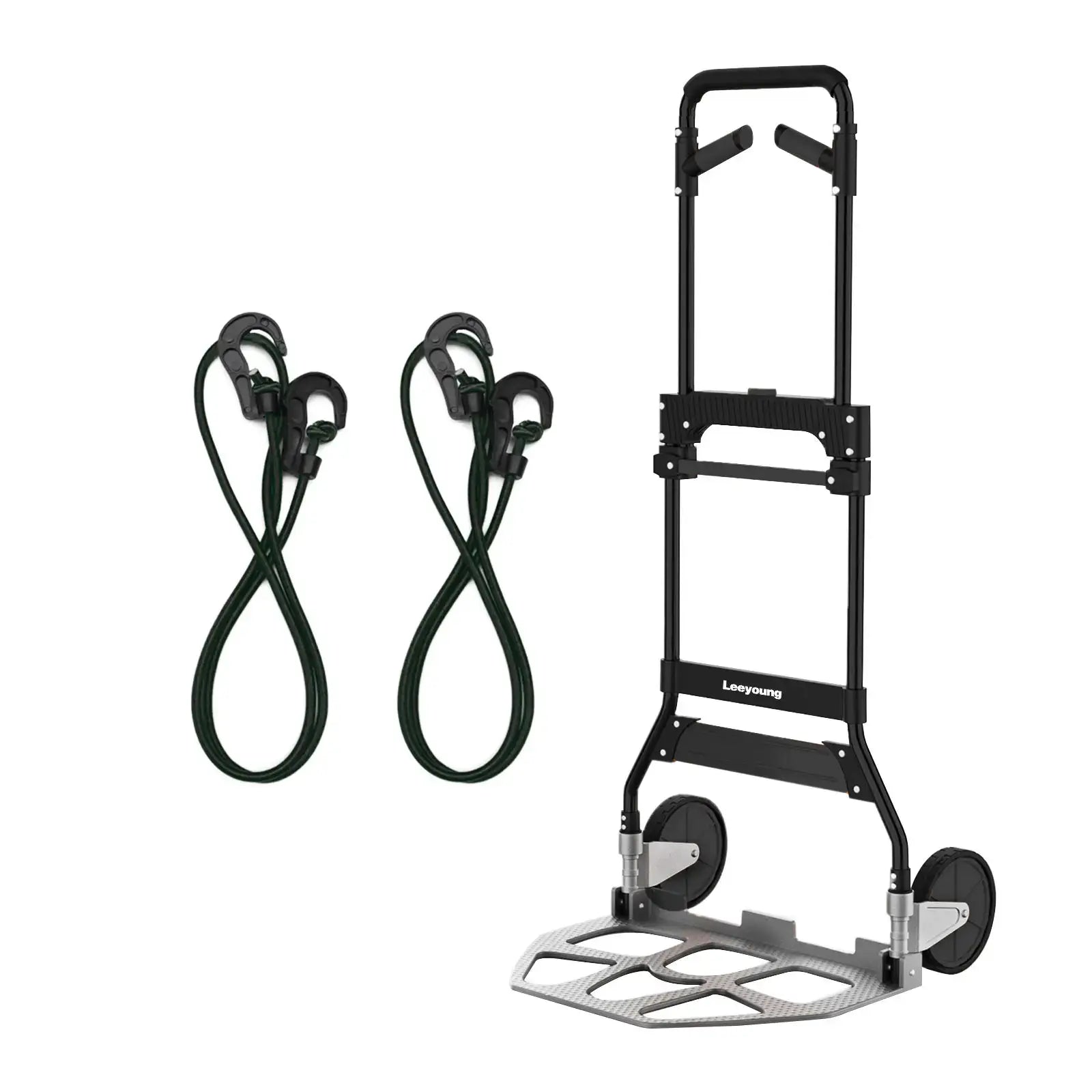 Leeyoung foldable hand truck with 375lb capacity，Dolly For Moving - 375 lbs Capacity, Adjustable & Collapsible Design black