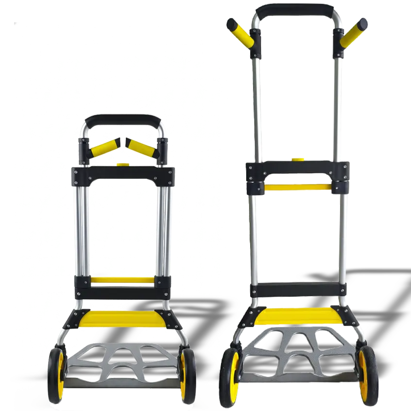 Leeyoung 309LB yellow folding hand truck back view when fully open