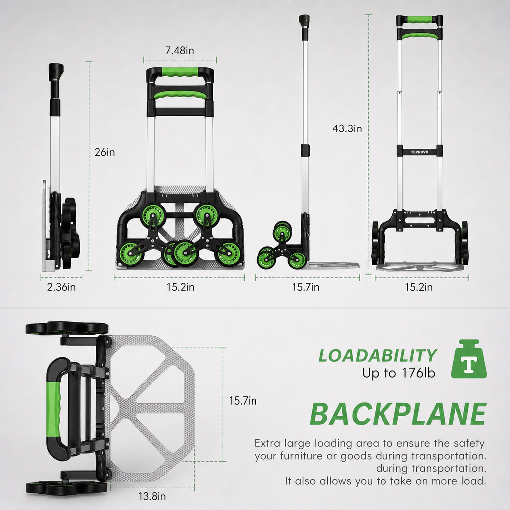 Foldable and Adjustable Stair Climbing Hand Truck