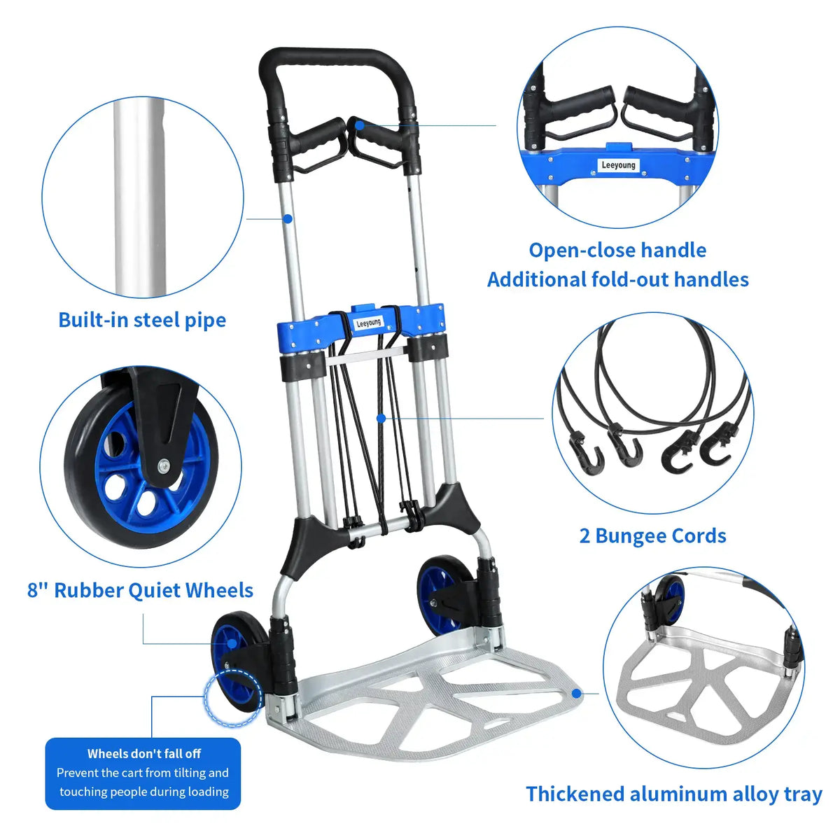 Close-up of reinforced joints and stitching on industrial collapsible hand truck dolly