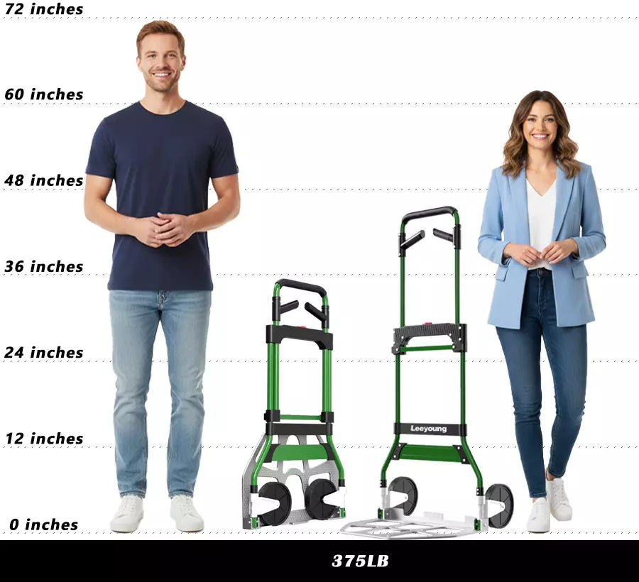 Comparison Chart of Hand Truck 375LB and Human Height