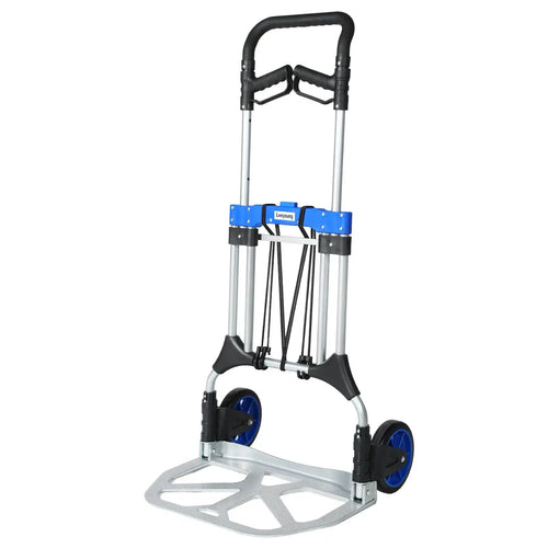 500lb heavy duty collapsible hand truck with aluminum frame and 8-inch wheels