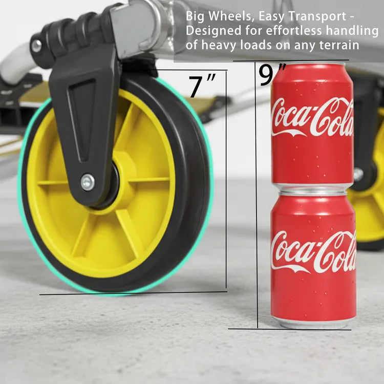 Leeyoung 309LB folding hand truck with large 7-inch rubber wheels for smooth transport on any surface