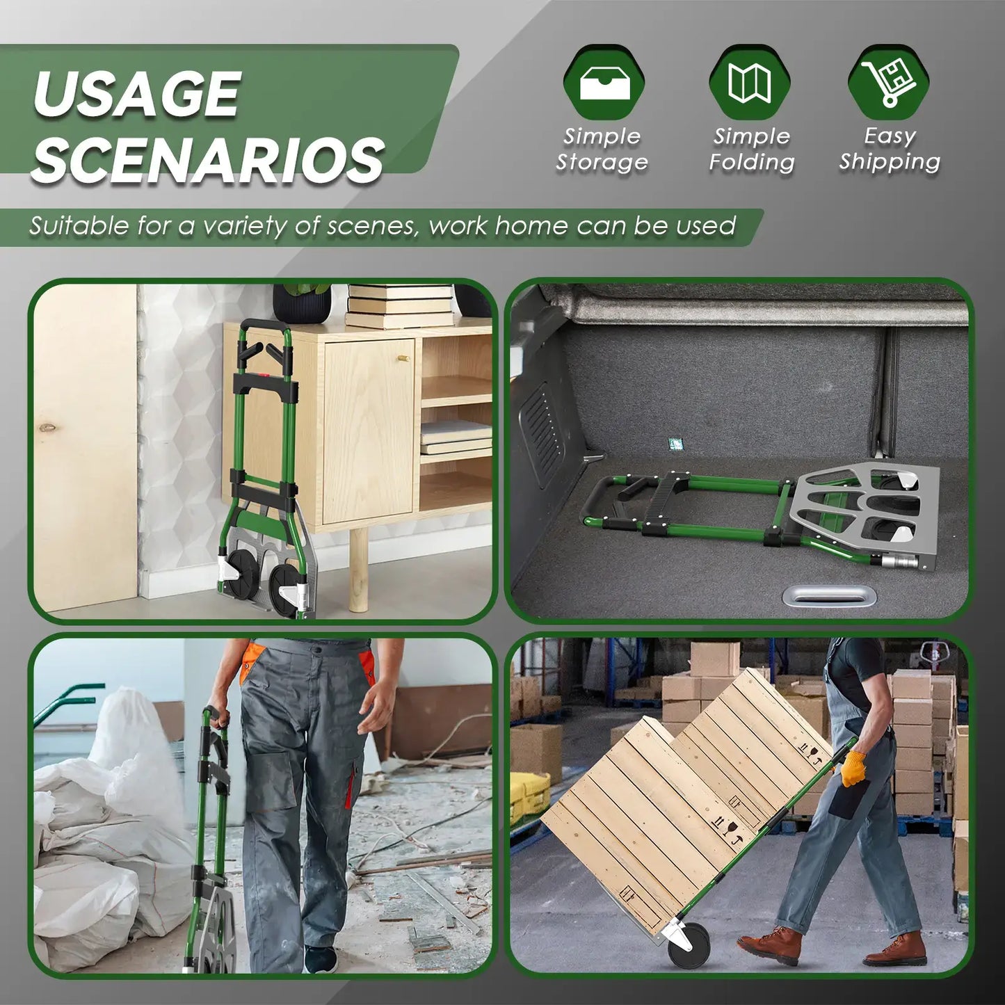 Folding Hand Truck (Dolly For Moving) for home, warehouse, and logistics, simple storage and shipping